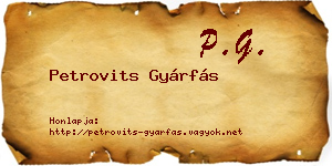 Petrovits Gyárfás névjegykártya